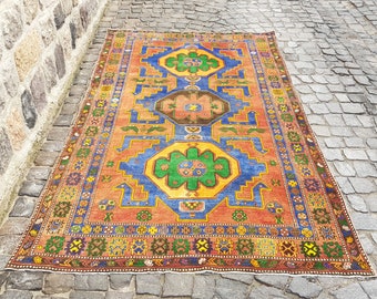 Copper  Rug - Turkish Rug -  10 x 5.3 feet  - Oushak Rug - Vintage Rug - Handmade Rug - Decorative Rug - Wool Rug - no: N 1072 Woven Rug