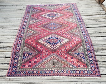 Handwoven Turkish Oushak Rug, Vintage Style, Pastel Tones Vintage Rug Vintage Persianİ Rug Tribal Rug HANDMADE Wool Rug  ( 7.3 x 4 ft ) 4361