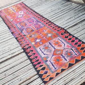 Vintage Rug Turkish Rug Runner Rug Handmade Wool Area Rug for livingroom ( 10.5 x 3 ft) Unique Colorful Turkish Runner Rug Wool Rug 4415 image 14