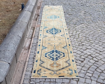 ペルシャ絨毯 手作りランナーラグ、ヴィンテージランナーラグ、階段