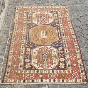 Tappeto persiano fatto a mano in lana, mini tappeto da corridoio: 6,6 x 3,3 piedi, stile persiano turco vintage