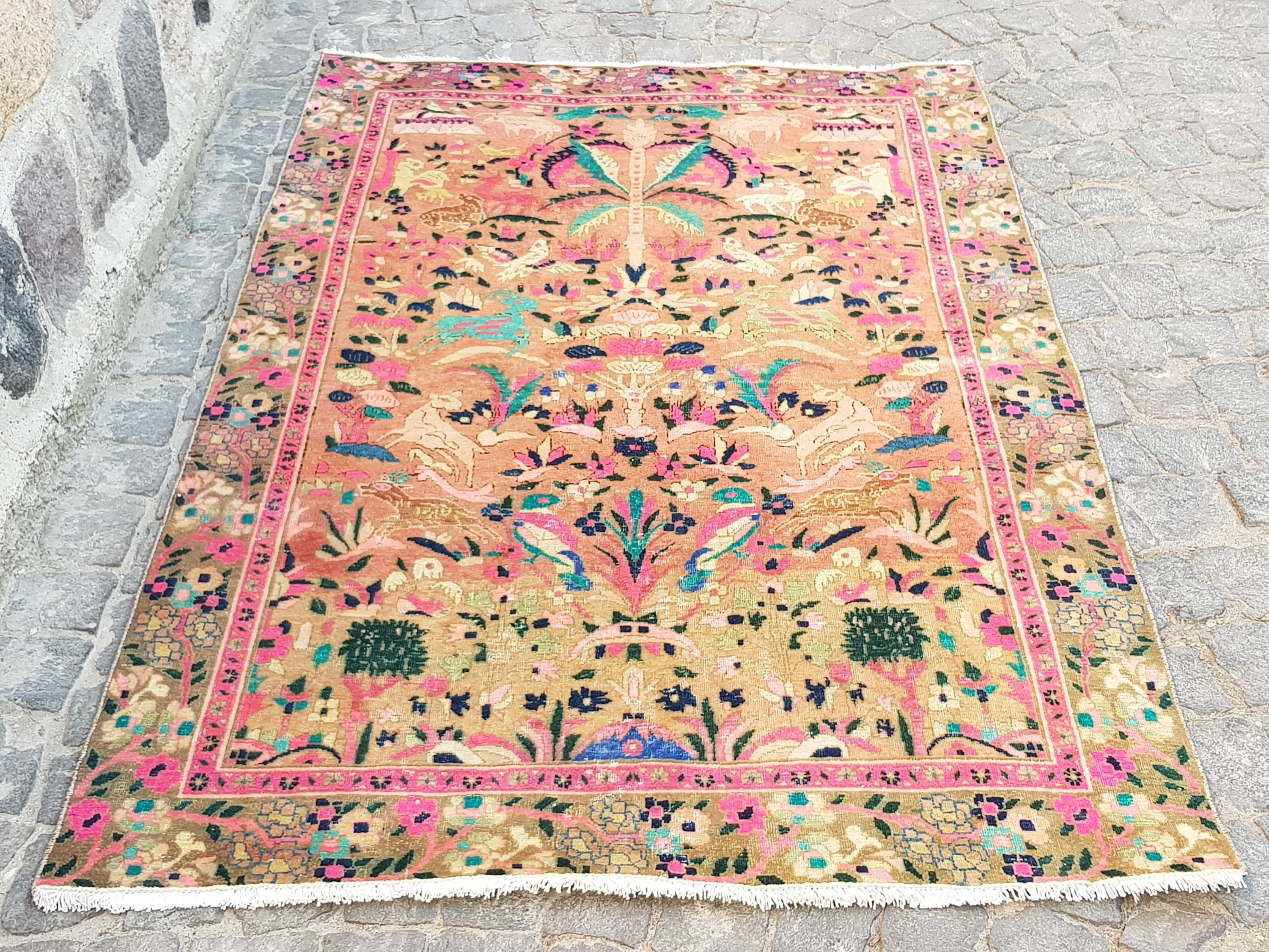 Persian Rug - Handmade Vintage Persian - Tribal Decorative Rug Turkish Rug Unique - Vintage Original Wool Rug 6.9 x 4.3 feet no: 1885 Rug