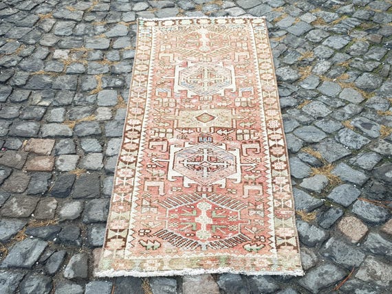 Handknotted Rug Persian Rug - Turkish Rug - 5.6 x 2 ft Handmade Rug, Decorative Rug  Vintage Rug  Rug Handwoven Wool Rug Tribal Floor 3007