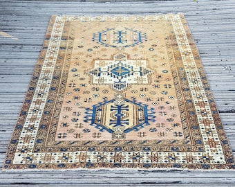 Rug Vintage Rug Tribal Rug -  Turkish Rug - Rug -  vintage Large rug - - Oushak rug - Large  rug 5.5 x 3.7  Handknotted  rugold Rug Wool