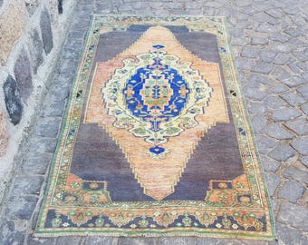 Vintage Turkish Wool Rug, Hand Knotted Anatolian (6.6 x 3.2 ft)