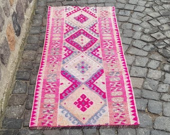 Turkish Runner Rug: Vintage Wool Tribal Design (6 x 2.6 ft)
