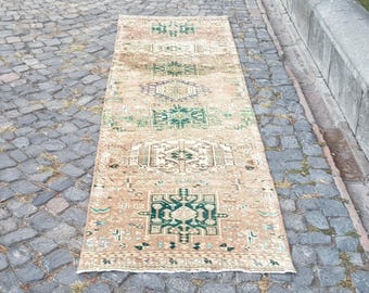 Bohemian Turkish Runner Rug,9.4 x 2.6 ft  Wool Kitchen Bedroom Rugs