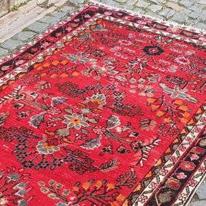 Tappeto vintage Oushak in lana: passatoia tessuta a mano, 7,9 x 4,4 piedi immagine 9
