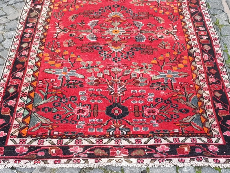 Tappeto vintage Oushak in lana: passatoia tessuta a mano, 7,9 x 4,4 piedi immagine 16