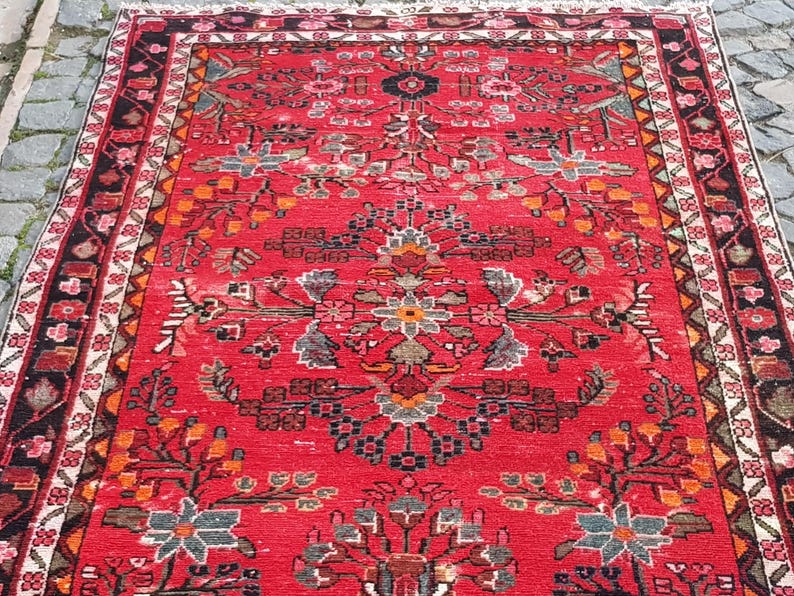 Tappeto vintage Oushak in lana: passatoia tessuta a mano, 7,9 x 4,4 piedi immagine 20
