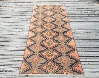 Marokkanischer Läufer, rosa Flurteppich, handgeknüpfter Treppenläufer aus Wolle, Vintage-Läufer im Ethno-Stil, marokkanischer Boho-Teppich, schmal, 6,6 x 2,5