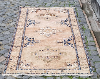 Oushak Teppichläufer: Türkische Vintage Wolle, Gedeckte Farben 200x100 cm