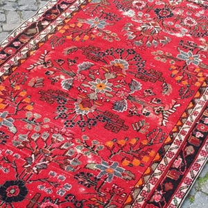 Tappeto vintage Oushak in lana: passatoia tessuta a mano, 7,9 x 4,4 piedi immagine 17