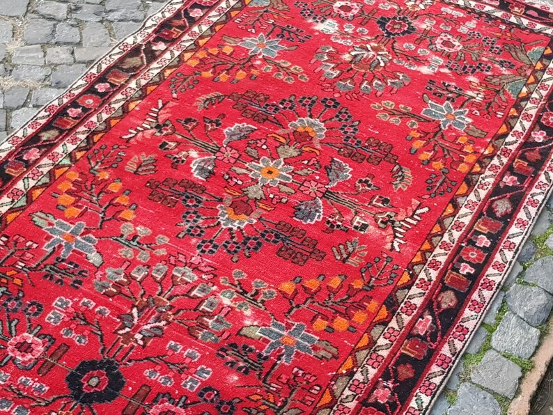 Tappeto vintage Oushak in lana: passatoia tessuta a mano, 7,9 x 4,4 piedi immagine 17
