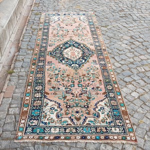 Handgewebter persischer Teppich Türkischer Teppich 3,5 × 1,5 m 75 Vintage Teppich - Handgemachter Teppich