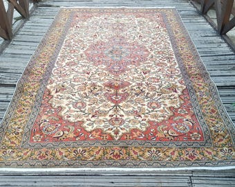 Kayseri Vintage-Teppich, türkischer Vintage-Teppich – handgewebte Woll-Baumwoll-Mischung (3 x 2 Meter), persischer Teppich, Bio-Wollteppich – Vintage-Teppich