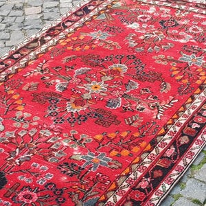 Tappeto vintage Oushak in lana: passatoia tessuta a mano, 7,9 x 4,4 piedi immagine 6