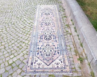 Turkish Rug Turkish Rug - Tribal Rug - 9.7 x 2.9 Feet  297 x 90 cm   E 2448 Vintage Handwoven  Rug