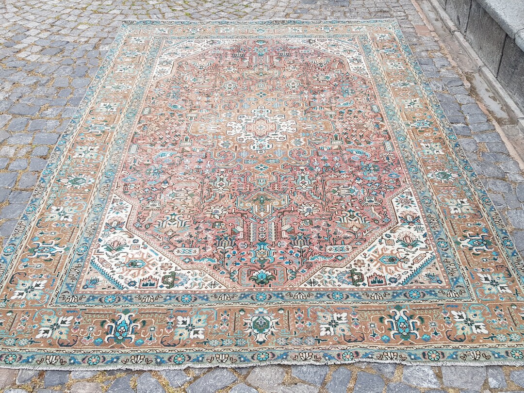 Persian Rug Unique Muted Soft Color Rug Handmade Rug 9.4 X 6.4 Feet No ...