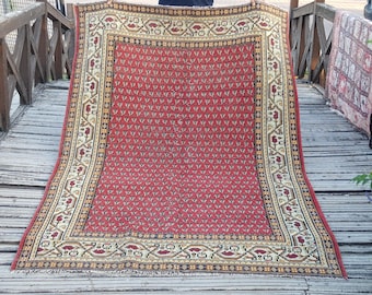 Turecki dywan ręcznie tkany z wełny, dywan vintage, dywan vintage boho orientalny (7,5 x 5,4 stopy) Dywan perski, dywan antyczny, dywan podłogowy orientalny