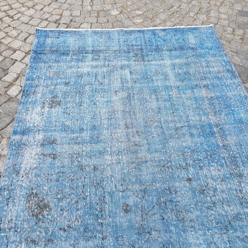 Persian Rug , vintage Blue rug , turkish area rug , stair rug , kitchen floor rug , tribal shops rug , anatolian rug 7.2 x 4.9 Feet R235