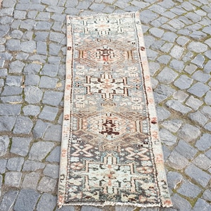 Persian rug Persian Rug Floor Rug Vintage Handknotted  Runner Rug - 5 x 1.7  ft – 154 x 52 cm 1332 turkish Vintage Rug Persian Rug Wool