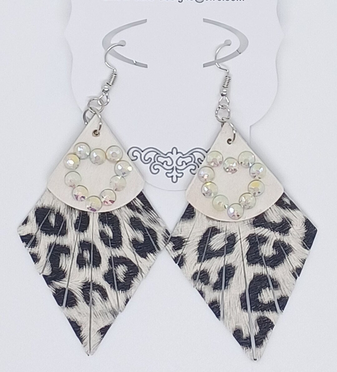 Cheetah Print Earrings, Faux Leather and Wood Earrings, Large Dangle ...