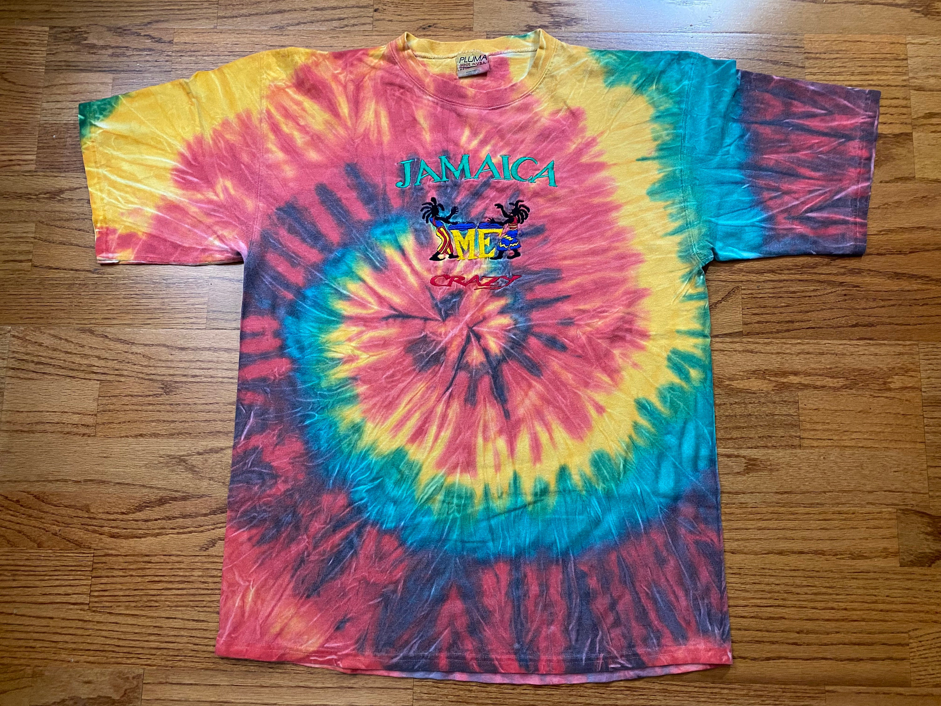 Vintage 90s Tie Dye Jamaica Me Crazy Embroidered Tee - Etsy