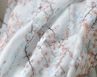 Mehrfarben exquiste 3D-Blumen-Organza-Spitze-Gewebe-Blumen-Zweig gedruckt weichen Organza Stoff für Hochzeitskleid Kleider Mädchenkleid Babykleid