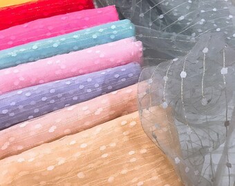 12 colors gold striped lace fabric polka dot soft black/white mesh tulle fabric for flower dress,bridal dress,pageant gown 1 yard