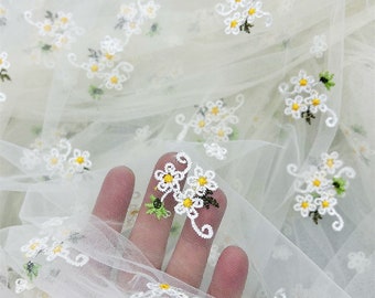 5 färger utsökt vit gul blombroderi spetstyg blommigt mjukt tylltyg bröllopsspets brudklänningstyg klänningstyg 51" brett