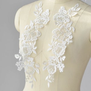 New Item Lace Applique, Floral Bridal Lace Applique, Sell By Mirror Pair
