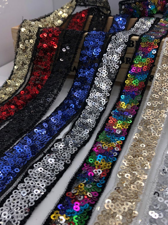 thumbnail image 2 of 10cm Sequins Lace Mesh Trim Lace Ribbon Applique For Party Decoration Wedding Dress 2 of 11