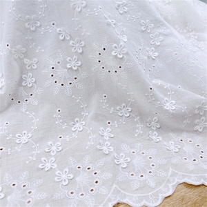 white 3D Floral Embroidered Cotton Fabric,Quilting Fabric,Designer Fabric,Floral Fabric,Embroidered Fabric,Dress Fabric,Eyelet Cotton Fabric