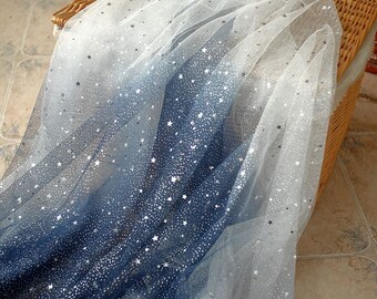 5 farben Glitzer Pailletten Sterne Mond Spitzenstoff tüll stoff für Mädchen Kleid,Sommerkleid,Puppenkleid,Backdrop dekoration