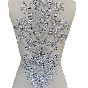 10 Colors Rhinestone Applique Silver Crystal Beaded Bodice Patch