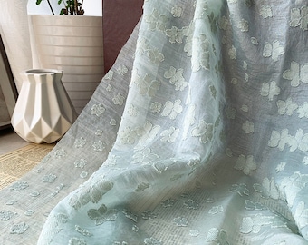 Tela de organza con bordado floral 3D verde pálido, tela de organza jacquard con flores para vestido de niña, vestido de muñeca, decoración de fondo, vestido de novia