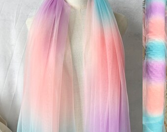 Illusion Rainbow Gradient Tulle Lace Fabric Baby Dress Fabric Dance Dress Ombre Fabric Beautiful Bridal Wedding Headband 62" width 1 yard