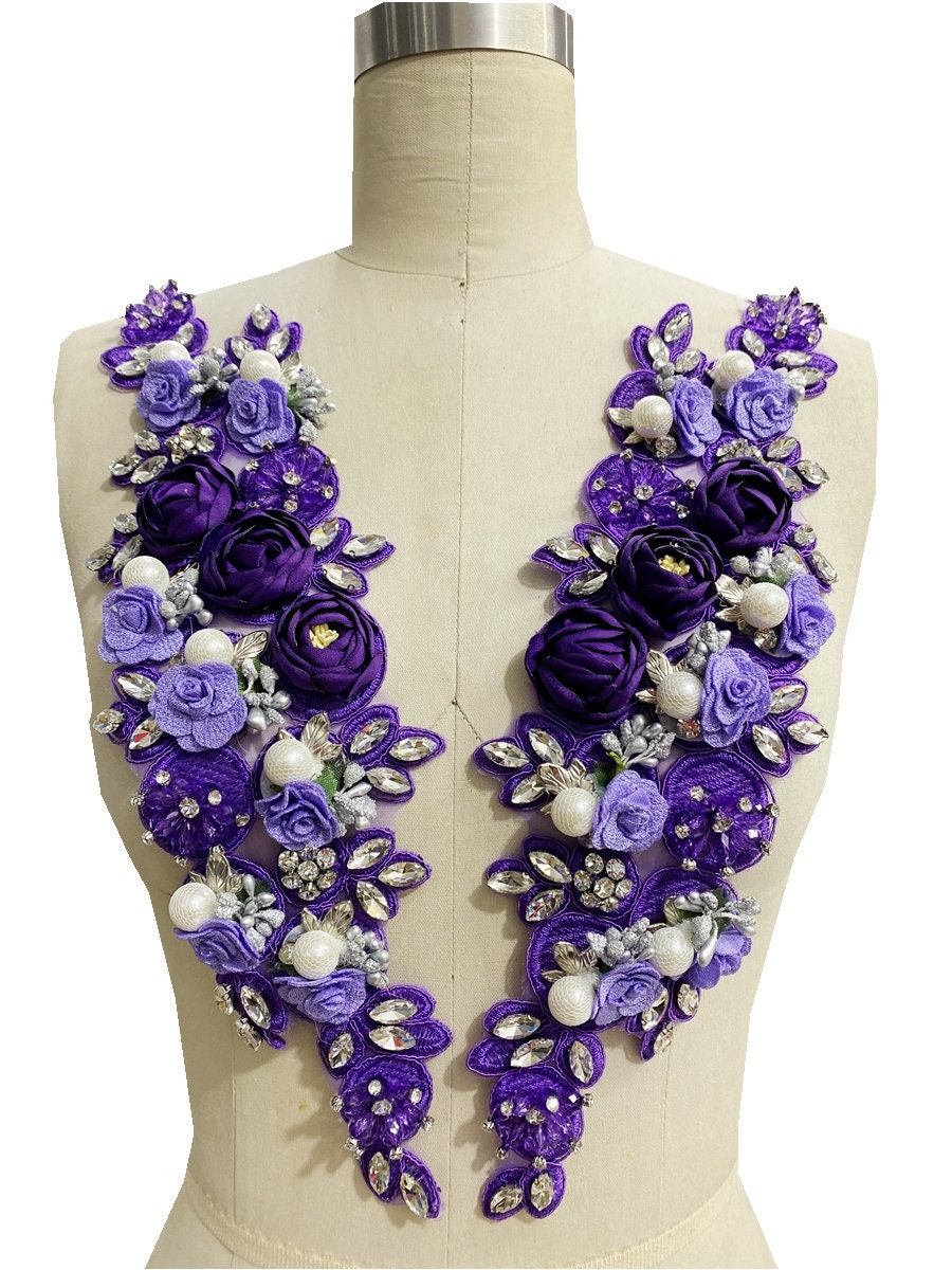 Rose Floral Applique Pearls Top