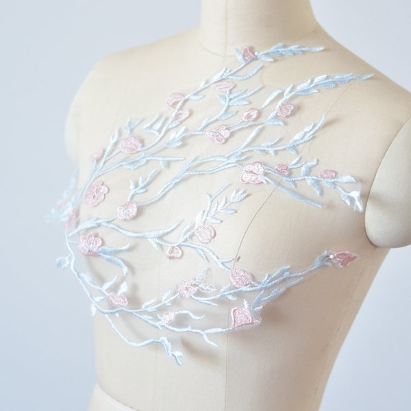 Sew on Applique Embellishment Flower Leaf Vines Embroidery Applique Patch Plum Blossom Flower Patch for Costume Design Dresses
