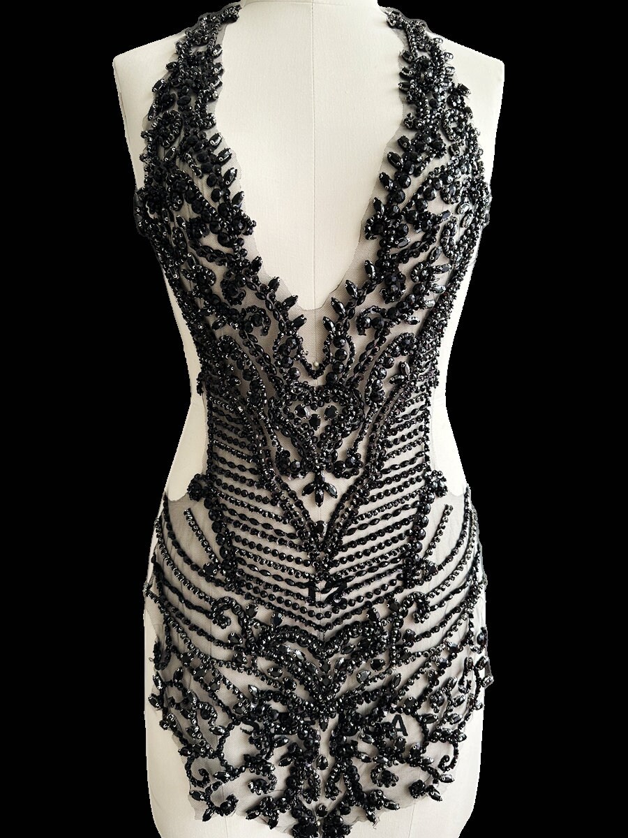 Body Rhinestones New Full Body Rhinestone Applique, Prom Dress Applique, Bodice Patch ...