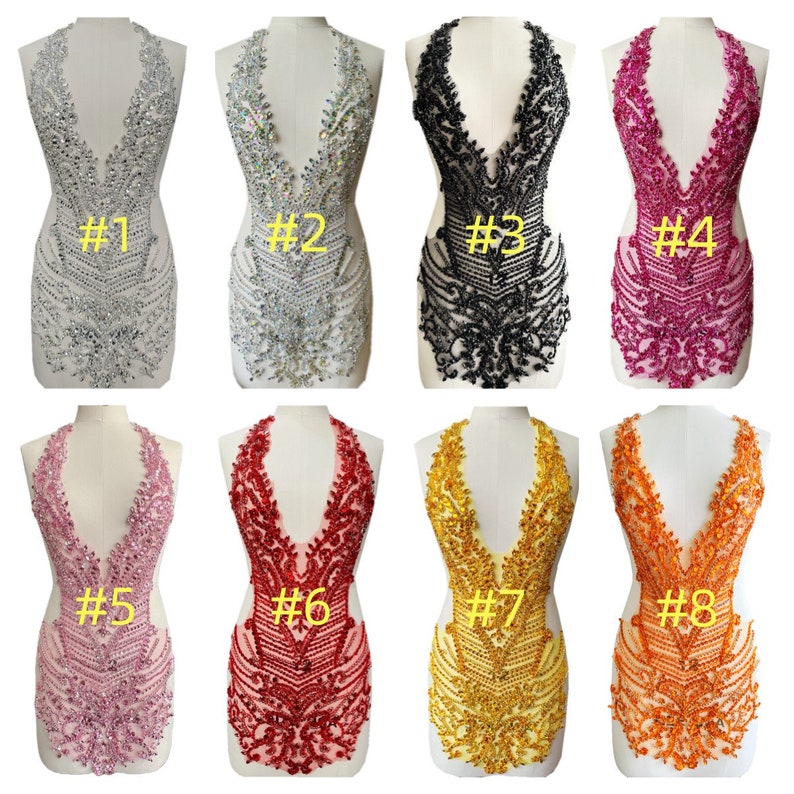 New Full Body Rhinestone Applique, Prom Dress Applique, Bodice Patch ...
