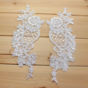 1 Piece of Sequins Lace Applique With Corded Bridal Veils Decoration DIY Accessories