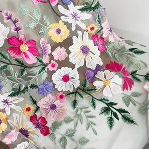 10 colors Exquiste colorful floral lace fabric 3d flower embroidery soft tulle fabric for girl dress,summer dress,doll dress,backdrop decor
