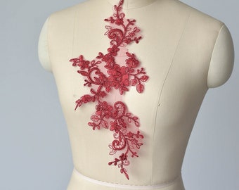 1 stuk Bloemen Alencon Kant Appliqué Venetië Venise Applicaties Geborduurde Kant Applique Trouwjurk Patch Hoofddeksel Polyester