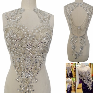 rhinestone applique heavy beaded bodice patch clothing dress costume decoration sewing accessories