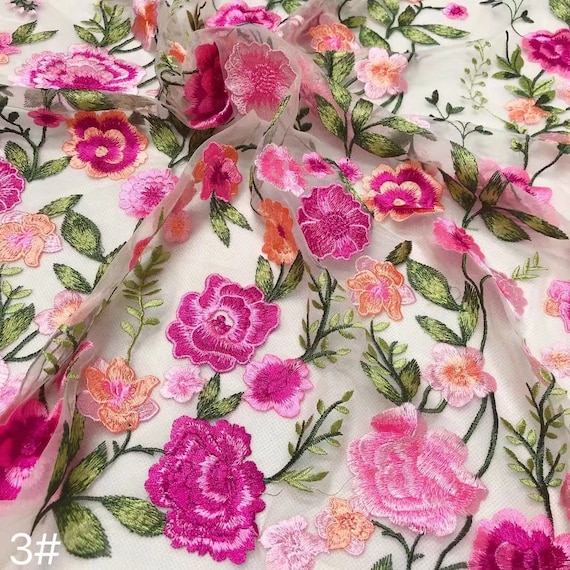 Tessuto di pizzo in tulle floreale ricamato a vite, tessuto di Alice ricamato a fiori, velo da sposa, abito da sposa in pizzo, 59 pollici - Italia