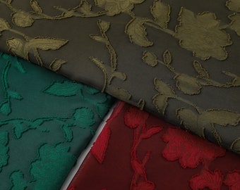 Tela de gasa jacquard floral de alta elasticidad de 17 colores con bordado de flores, tela de gasa verde y roja para vestido de muñeca, vestido de banquete, vestido de niña, 1 yarda