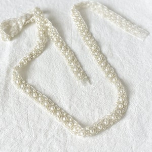 Ivory Pearl Beaded Trim For Bridal Sash,Wedding Belt
