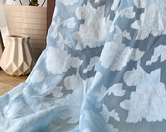 7 colors blue 3D floral embroidery organza fabric flower jacquard organza fabric for girl dress,doll dress,backdrop decor,wedding dress